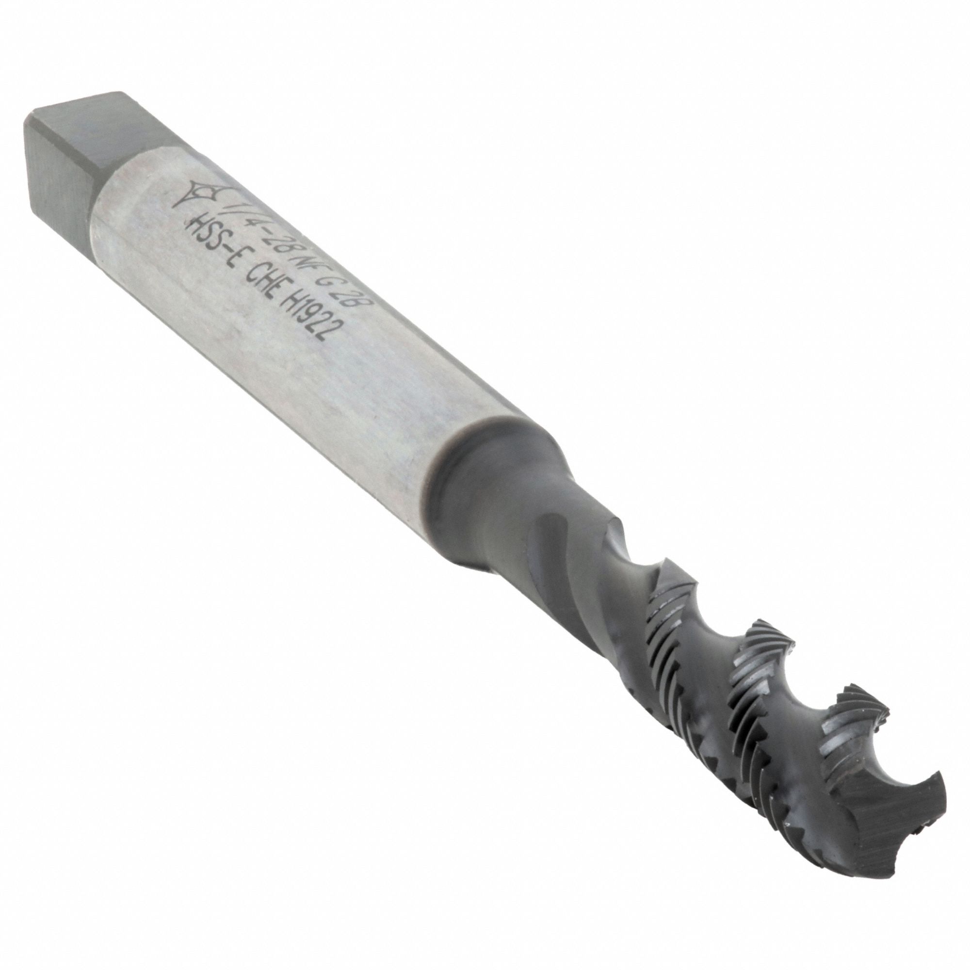Spiral Point Tap: 1/4"-20 UNC, 2B, 3 Flute, Plug Chamfer, Hardlube Coated Cobalt