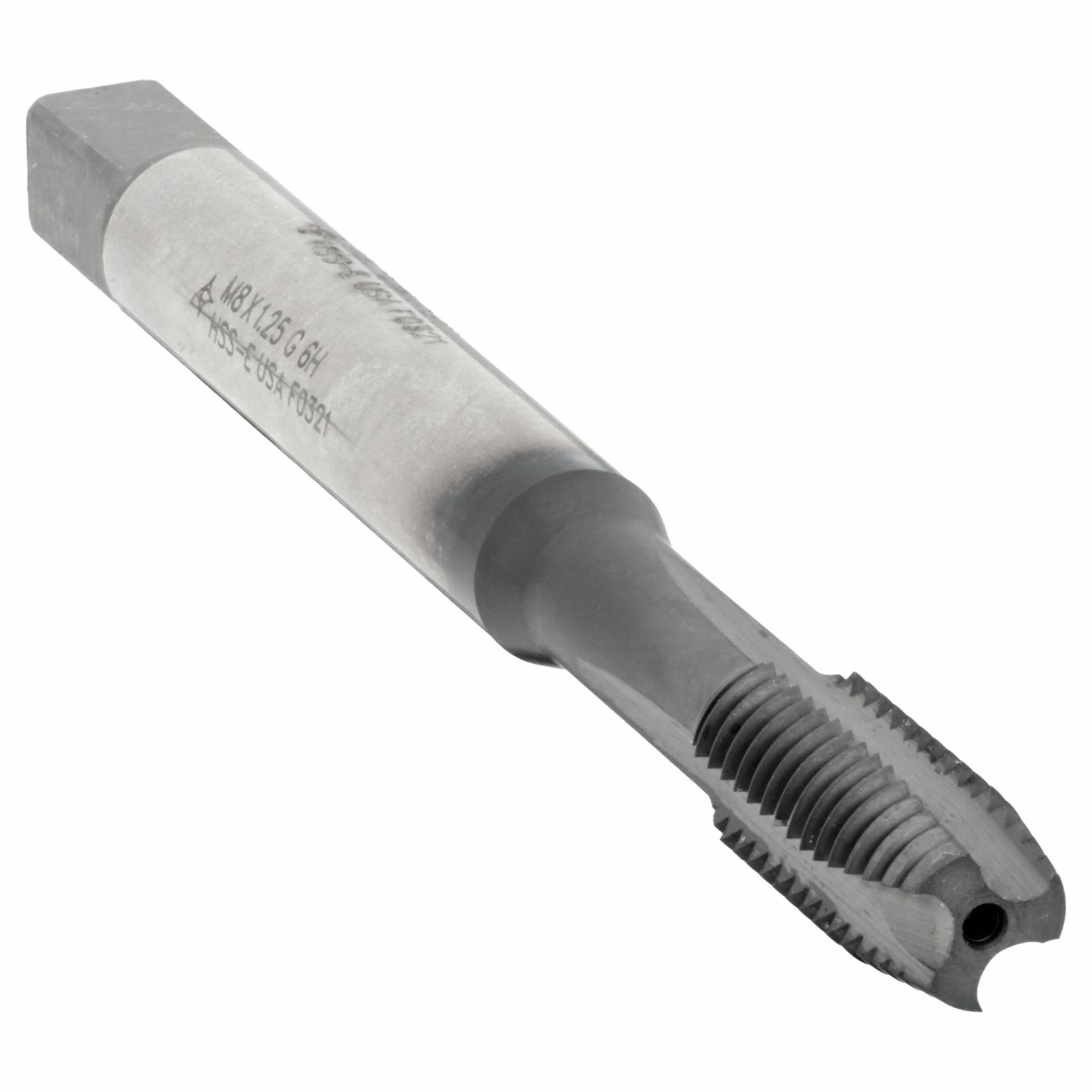 Spiral Point Tap: M8x1.25 Thread Size, 35.00 mm Thread Lg, 90.00 mm Overall Lg, Plug, 6H