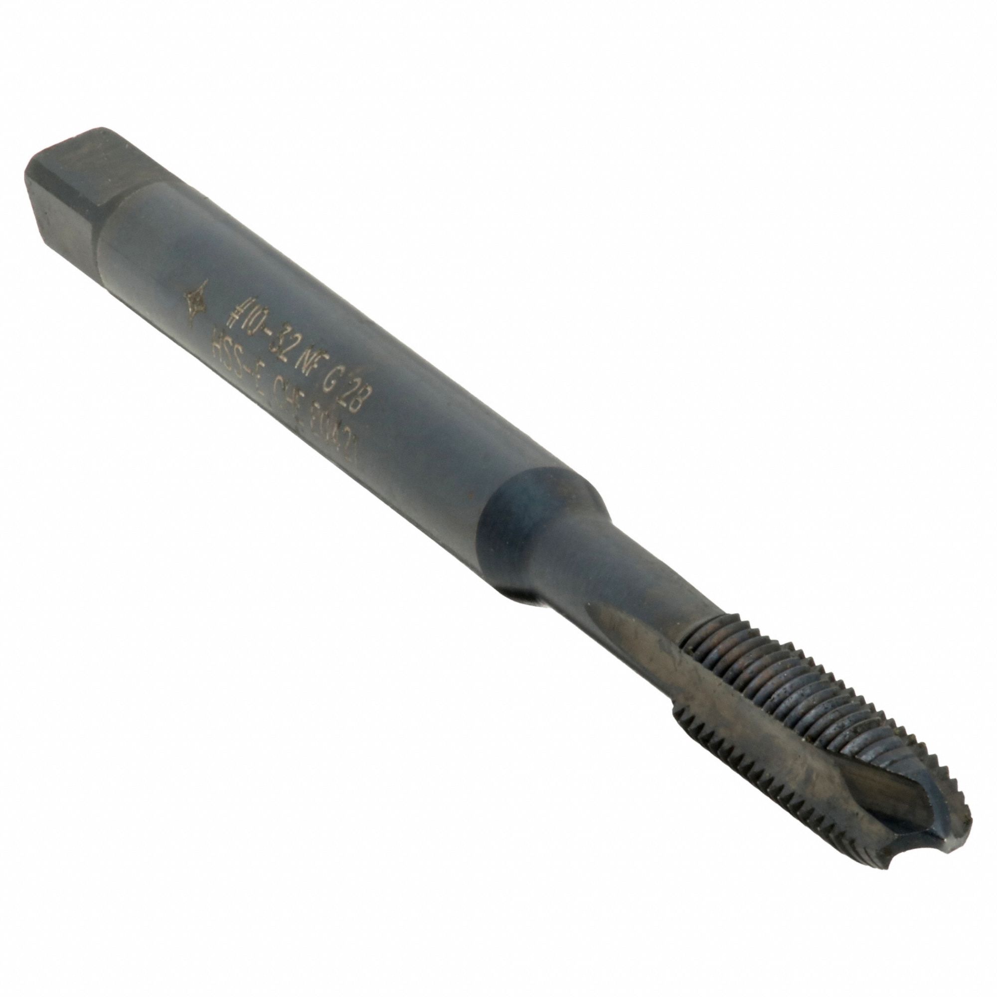 Spiral Point Tap: #10-32 Thread Size, 1 in Thread Lg, 2 3/4 in Overall Lg, Plug, 3 Flutes
