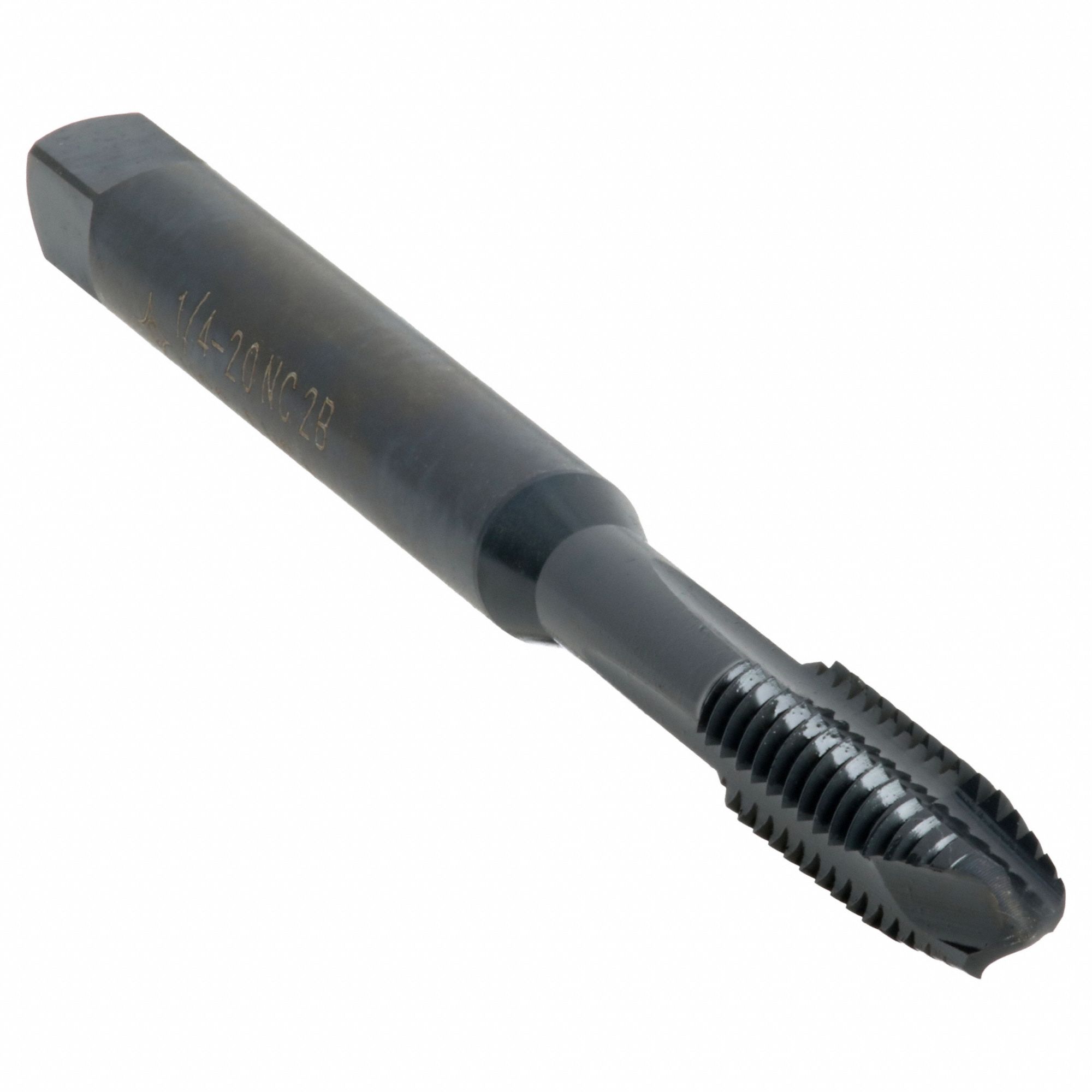 Spiral Point Tap: 1/4"-20 Thread Size, 1 1/4 in Thread Lg, 3 1/8 in Overall Lg, Plug
