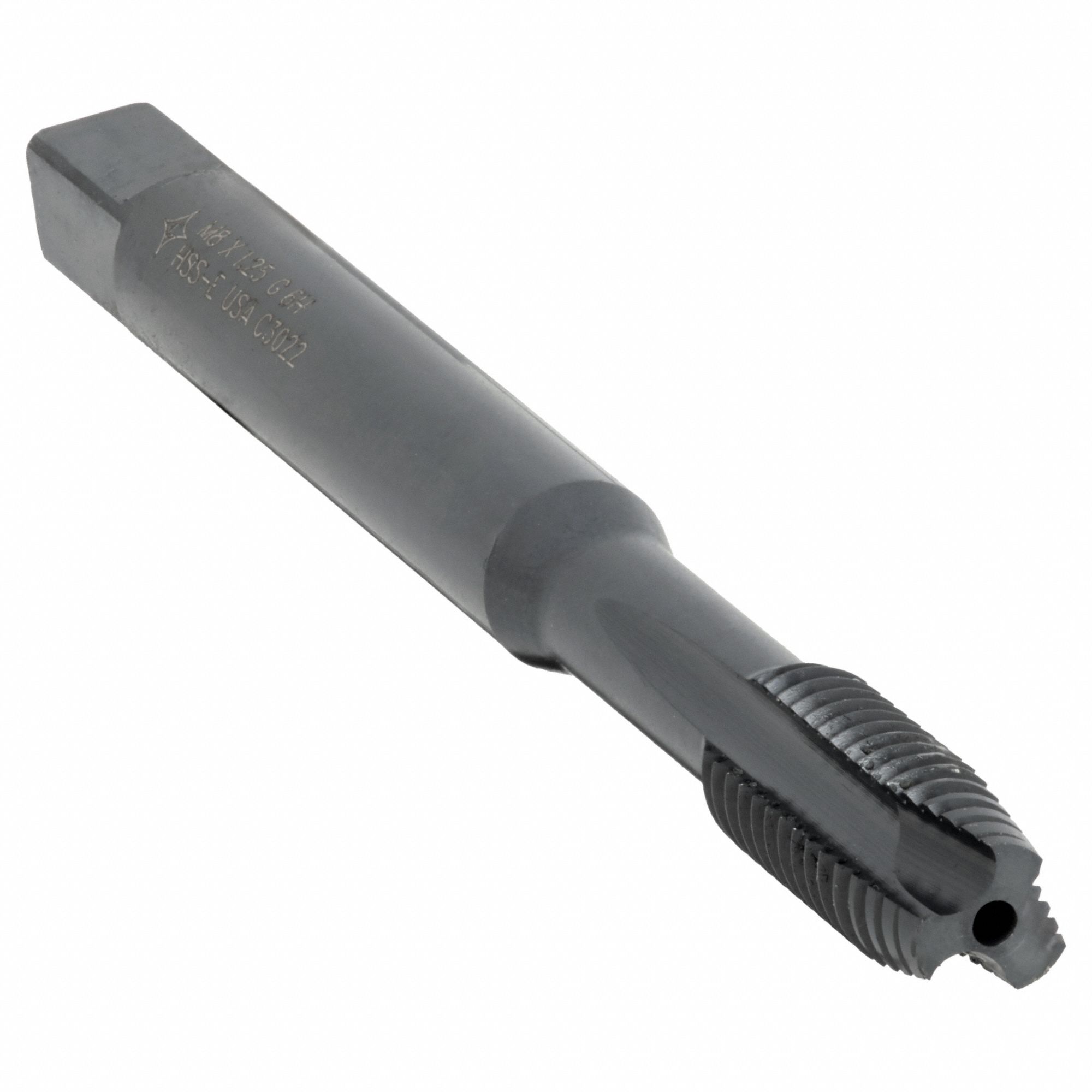 Spiral Point Tap: M8x1.25 Thread Size, 35.00 mm Thread Lg, 90.00 mm Overall Lg, Plug