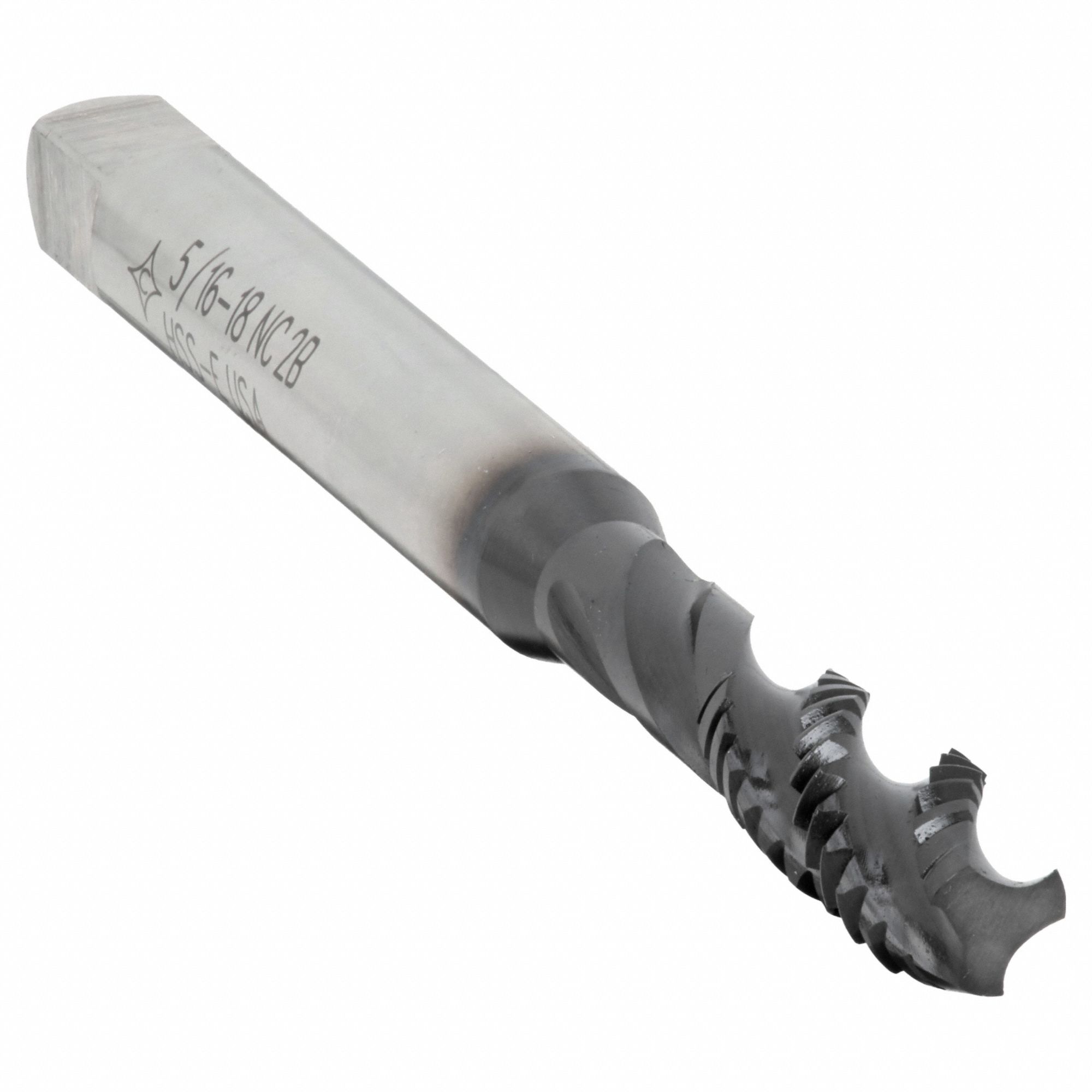 Spiral Flute Tap: 5/16"-18 Thread Size, 1 3/8 in Thread Lg, 3 17/32 in Overall Lg, Cobalt