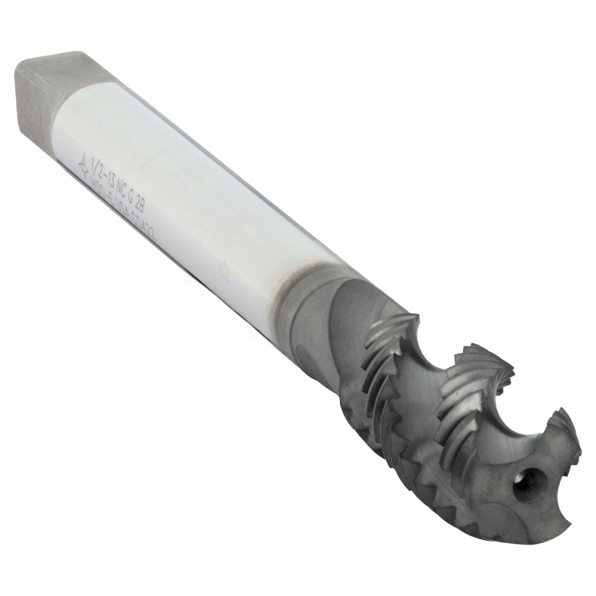 Spiral Flute Tap: 1/2"-13 Thread Size, 1 1/2 in Thread Lg, 4 5/16 in Overall Lg, 3 Flutes