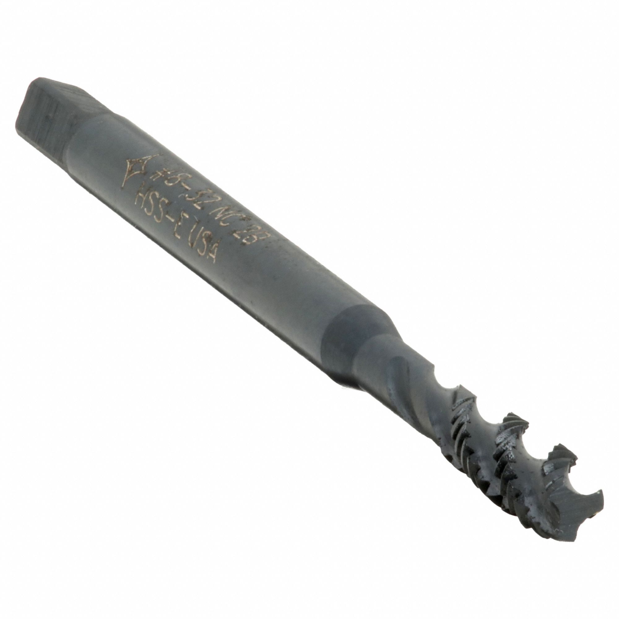 Spiral Flute Tap: #8-32 Thread Size, 13/16 in Thread Lg, 2 15/32 in Overall Lg, Right Hand