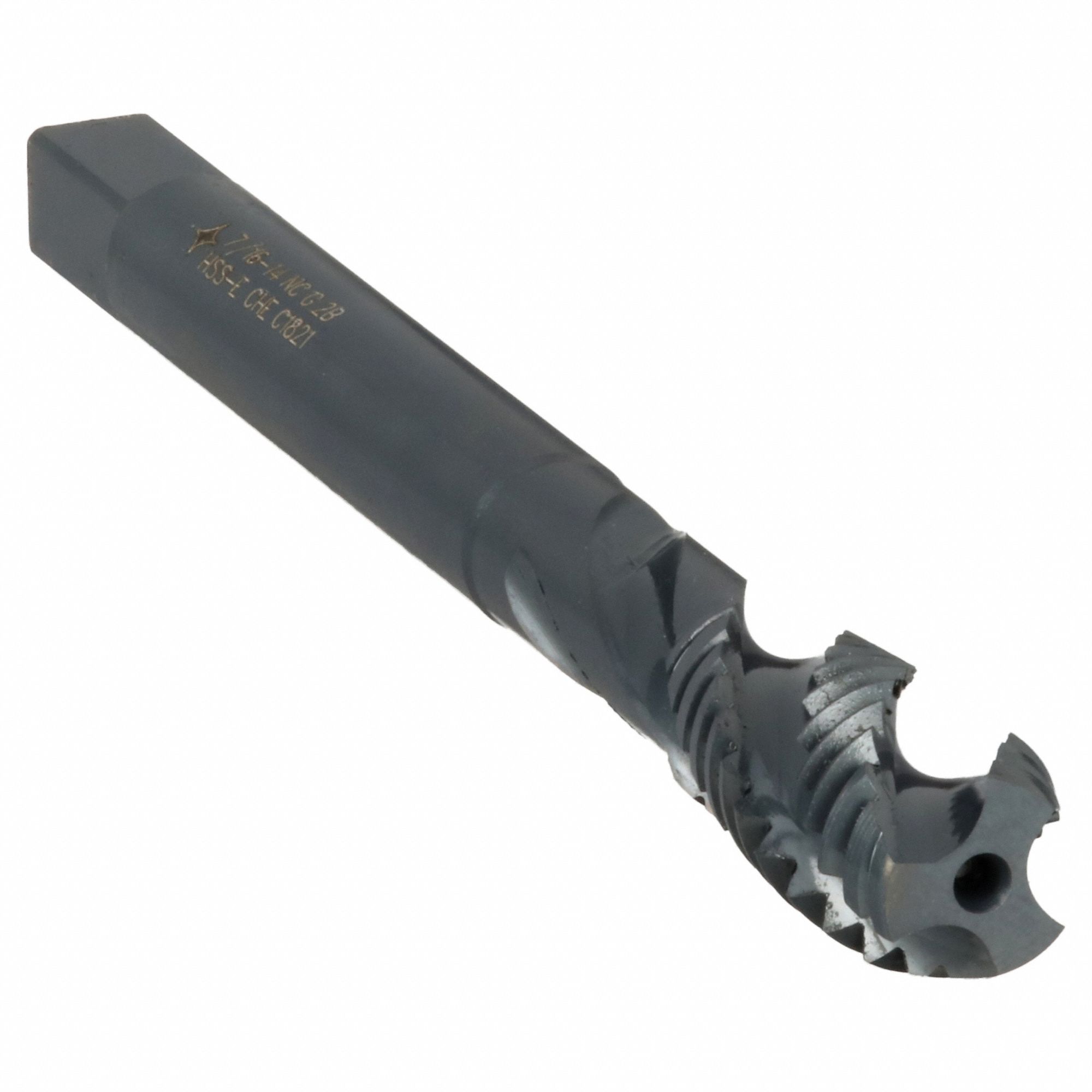 Spiral Flute Tap: 7/16"-14 Thread Size, 1 9/16 in Thread Lg, 3 29/32 in Overall Lg, 2B