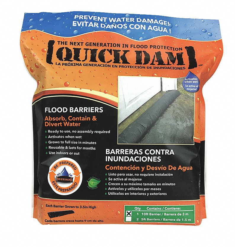 Activates When Wet 4 x Quick Dam Flood Barriers 10ft in package New 