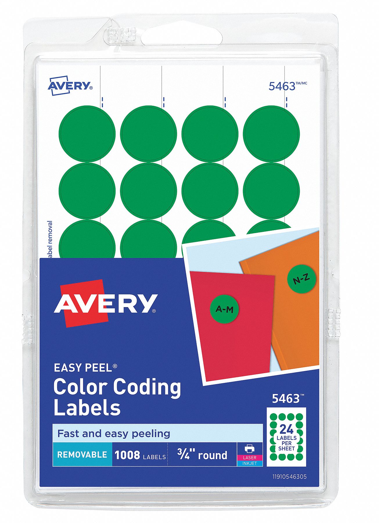 LABEL,GREEN,3/4"DIA,1008 LABELS,PK42