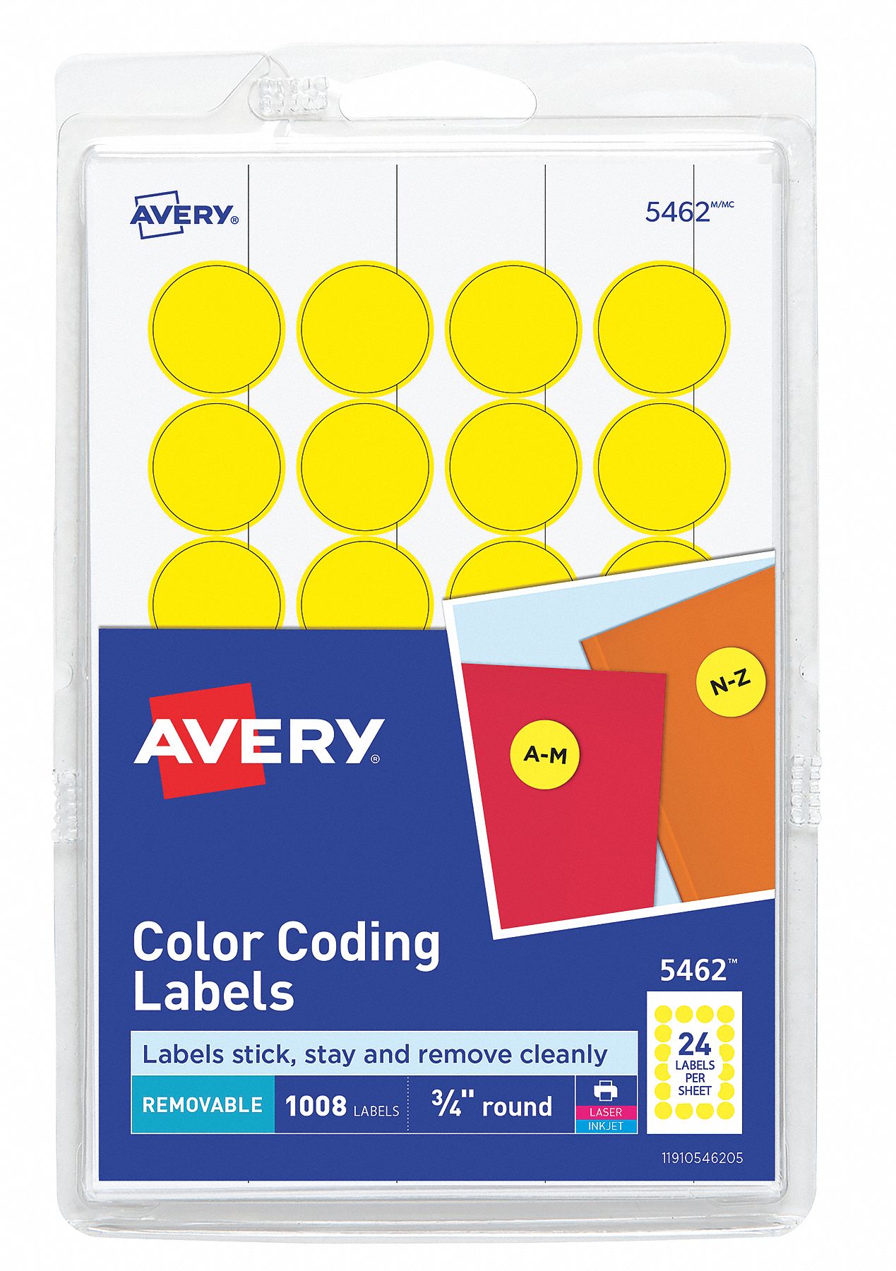 LABEL,YELLOW,3/4"DIA,1008 LABELS,PK42