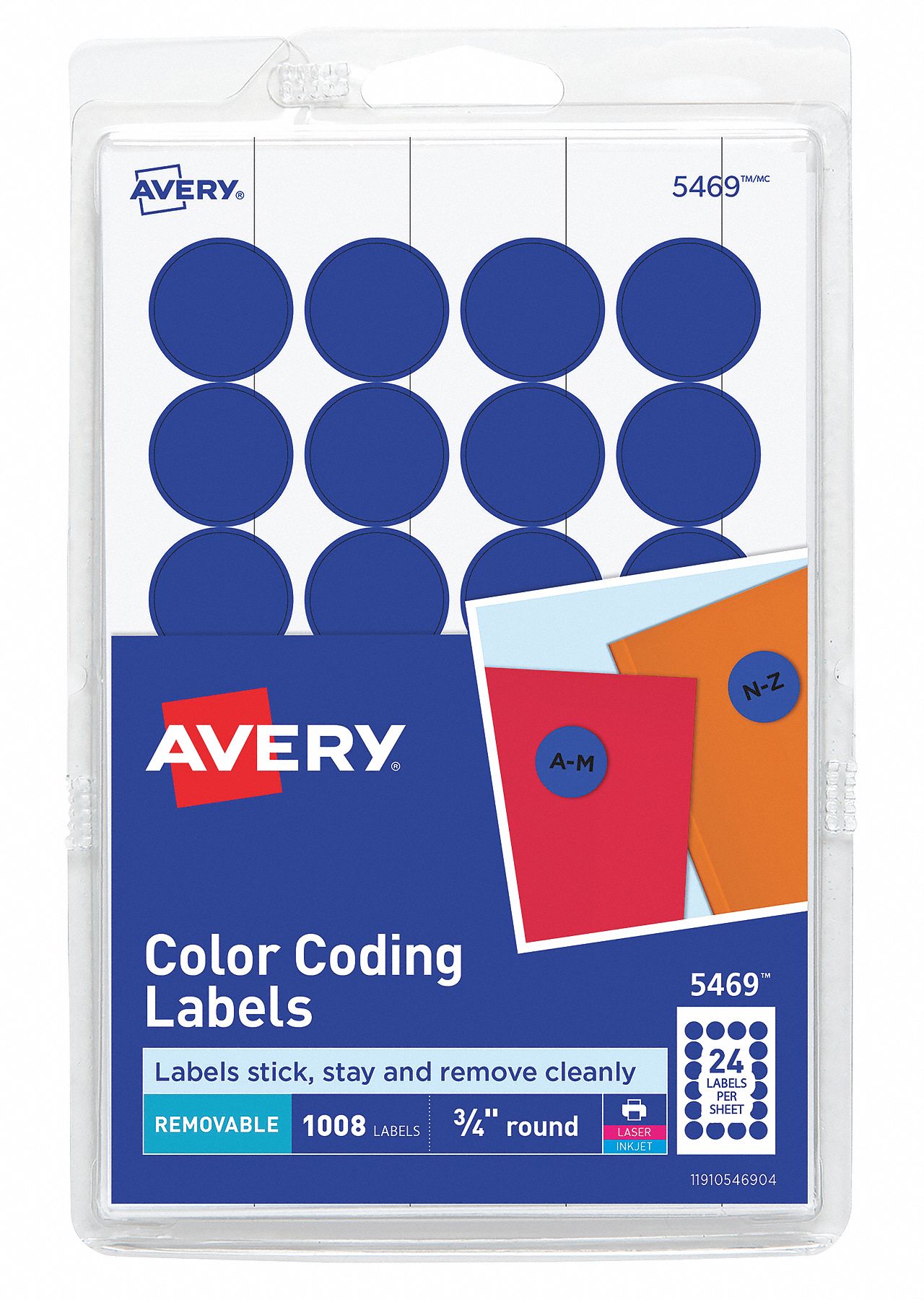 LABEL,DARK BLUE,3/4"DIA,1008 LABELS,PK42