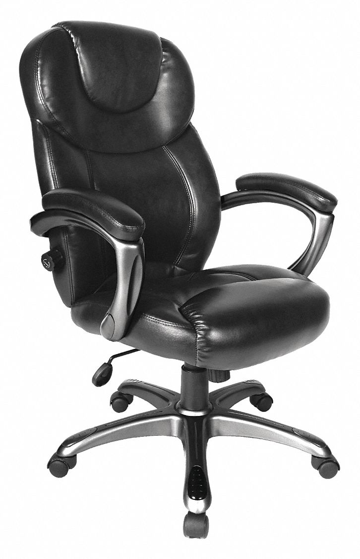 Managers Chair, Managerial Chair, Black, Leather, 18 in to 22 in