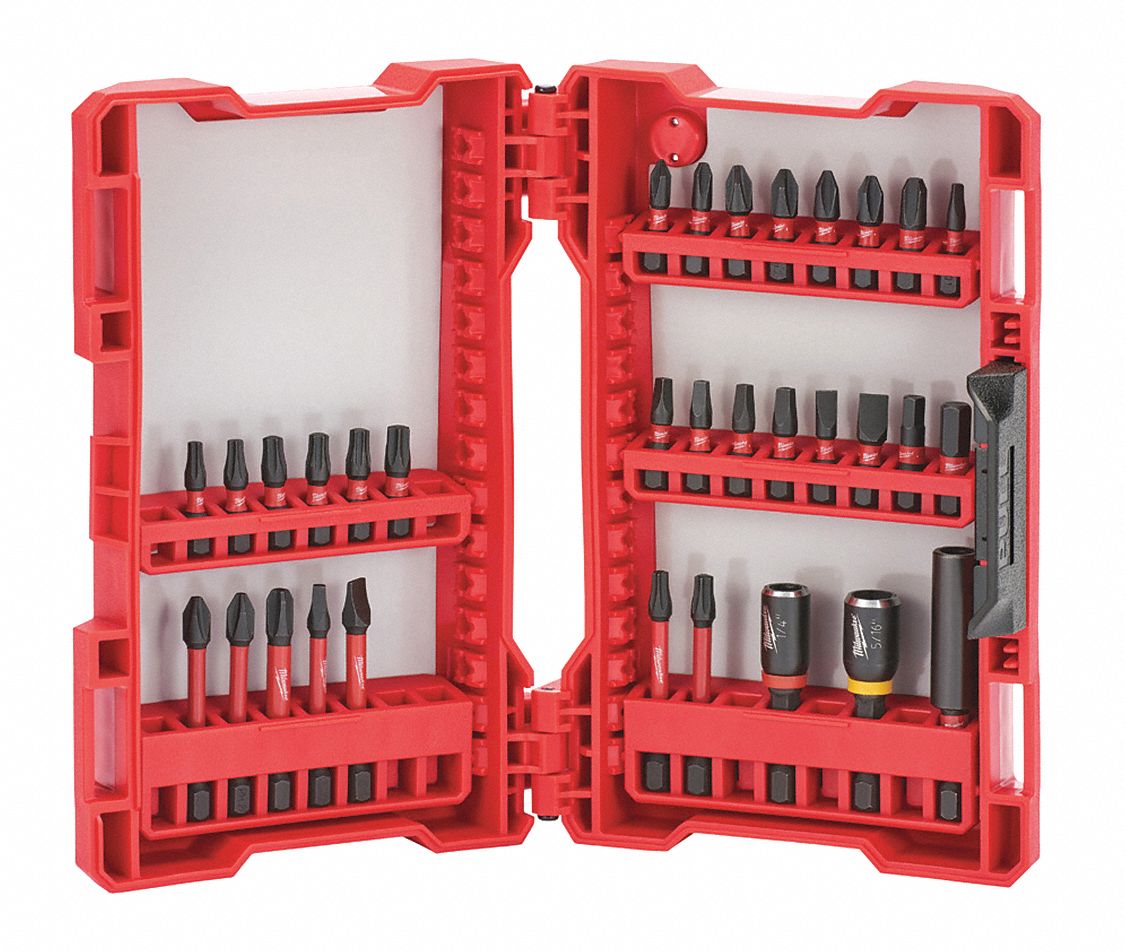 MILWAUKEE 32Piece Screwdriver Bit Set, 1/4 in Hex Shank Size 45EU8348324004 Grainger