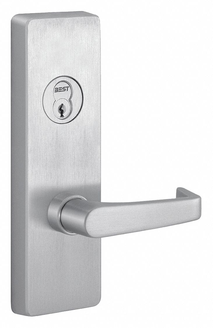 Key Retracts Latchbolt Lever, Satin Stainless Steel, For Use With Exit ...