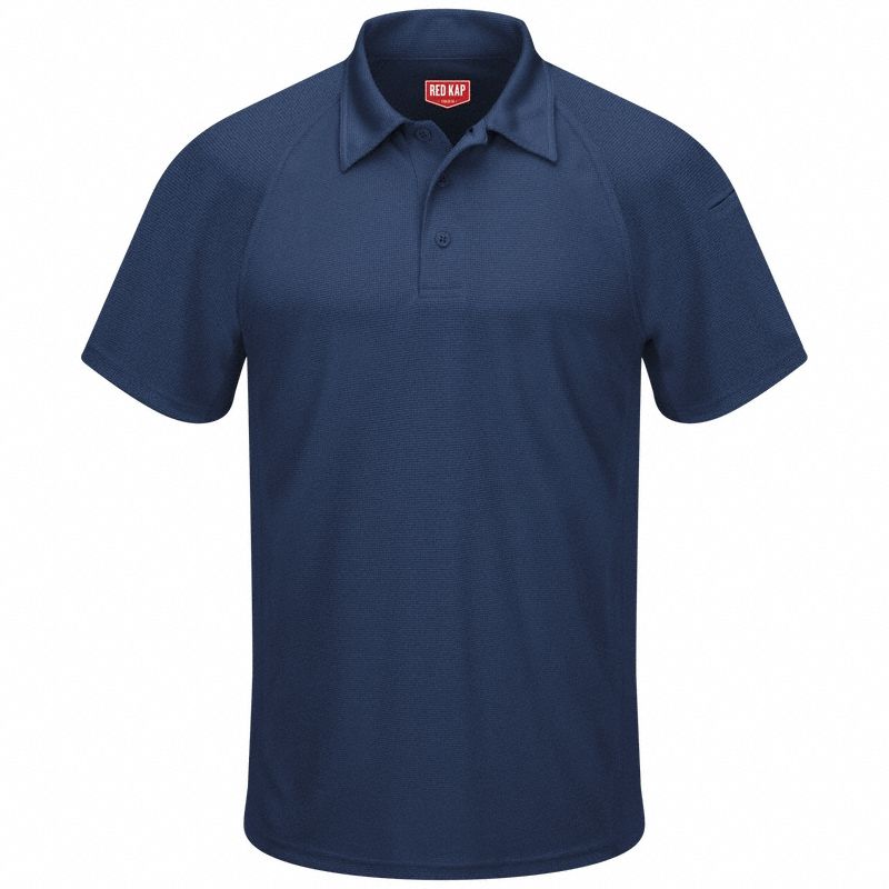 Short Sleeve Polo: Men's, 6XL, Navy, Regular, Polo, Short Sleeve, Polyester, Buttons