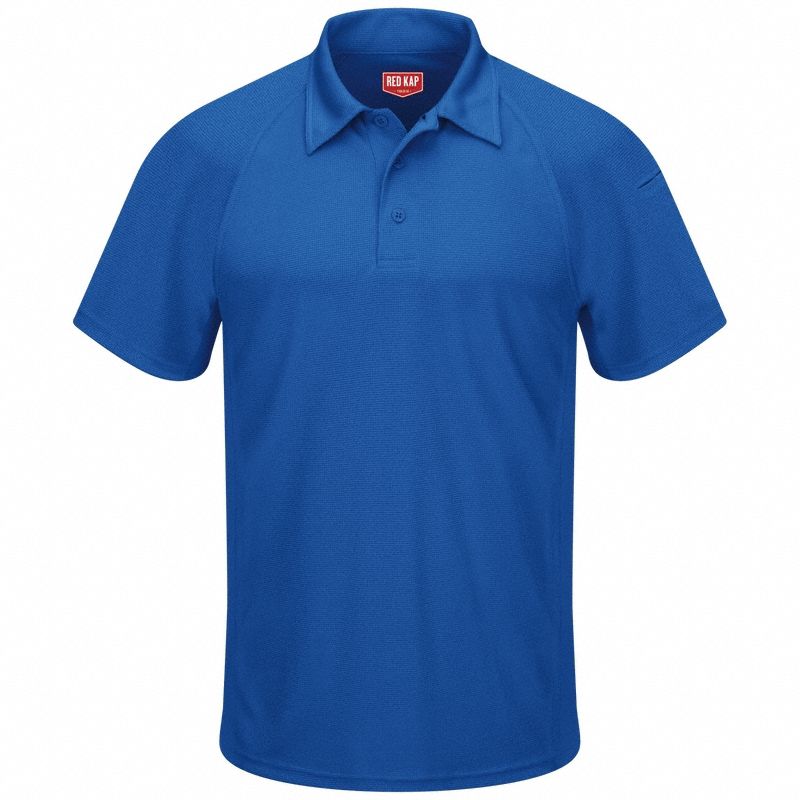 Short Sleeve Polo: Men's, 2XL, Royal Blue, Regular, Polo, Short Sleeve, Polyester, Buttons