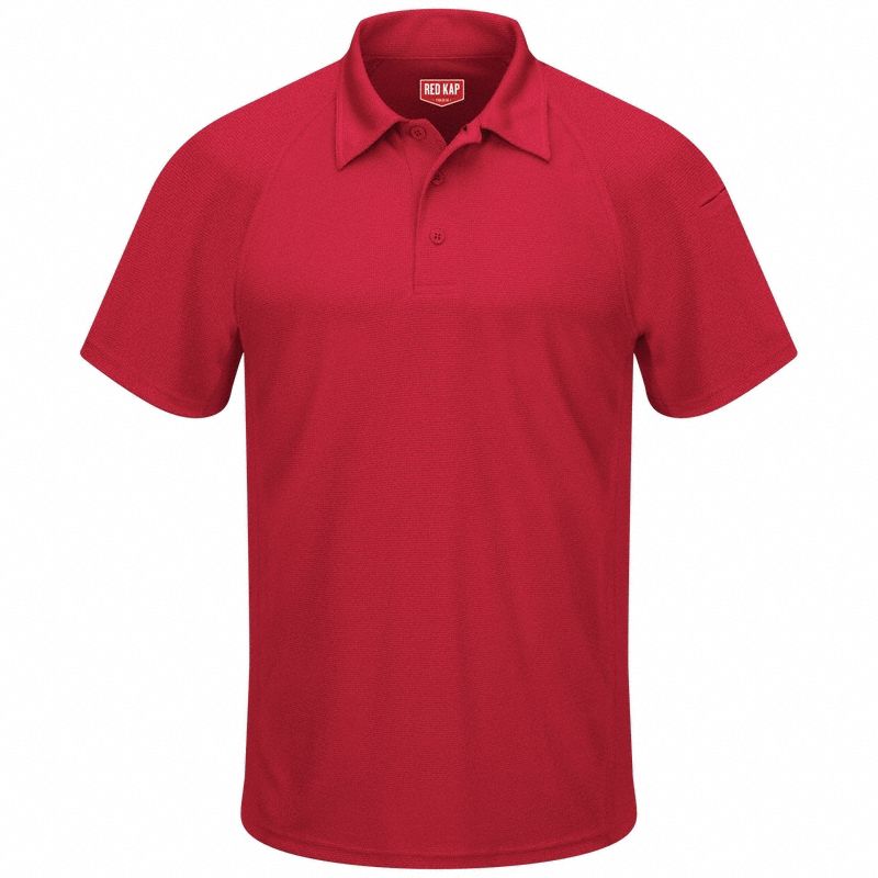 Short Sleeve Polo: Men's, 4XL, Red, Regular, Polo, Short Sleeve, Polyester, Buttons