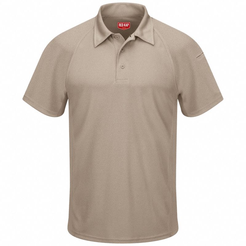Short Sleeve Polo: Men's, 5XL, Tan, Regular, Polo, Short Sleeve, Polyester, Buttons