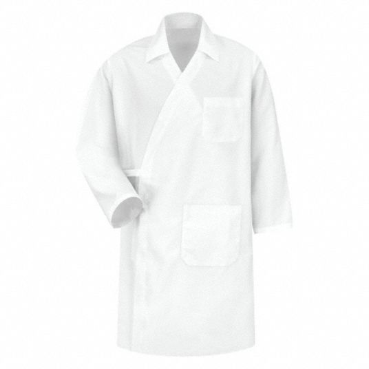 WRANGLER Butcher Coat: Men's, XL, White, Regular, 100% Polyester Material,  6 oz Fabric Wt, 3 Pockets