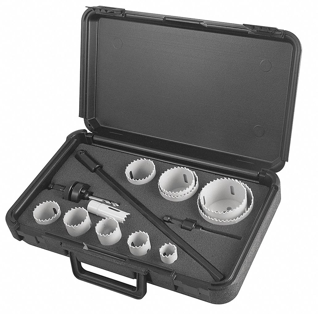Hole Saw Kit, High Speed Steel Tooth Material, Impact Rated No Grainger
