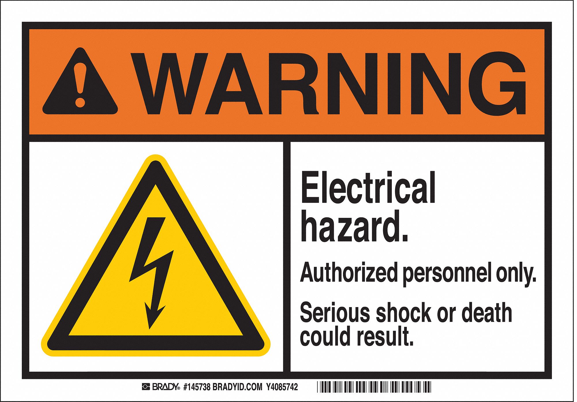 Warning Sign, Electrical Hazard. Authorized Personnel Only. Serious ...