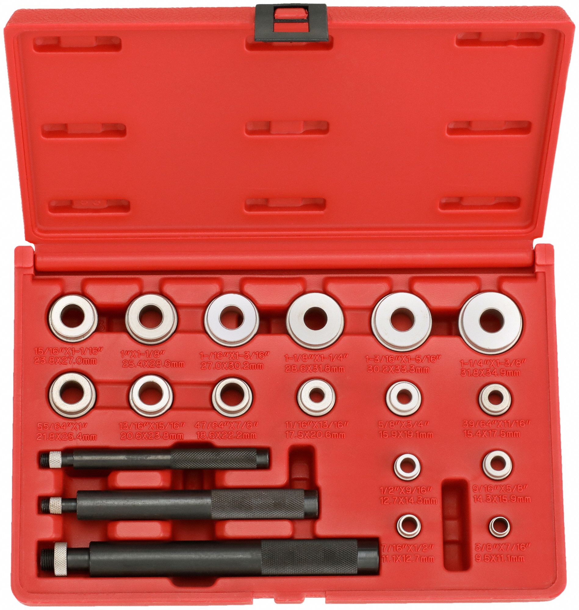 BUSING INSTALLATION AND REMOVAL SET, BUSING ADAPTERS, 19 PIECES