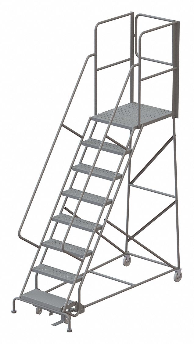 TRI-ARC 8-Step Rolling Ladder, Perforated Step Tread, 122 in Overall ...