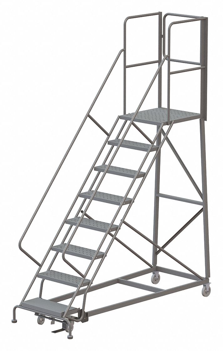 TRI-ARC 8-Step Rolling Ladder, Perforated Step Tread, 122 in Overall ...