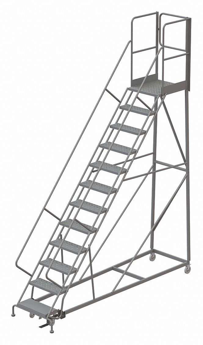 TRIARC 12Step Rolling Ladder, Perforated Step Tread, 162 in Overall