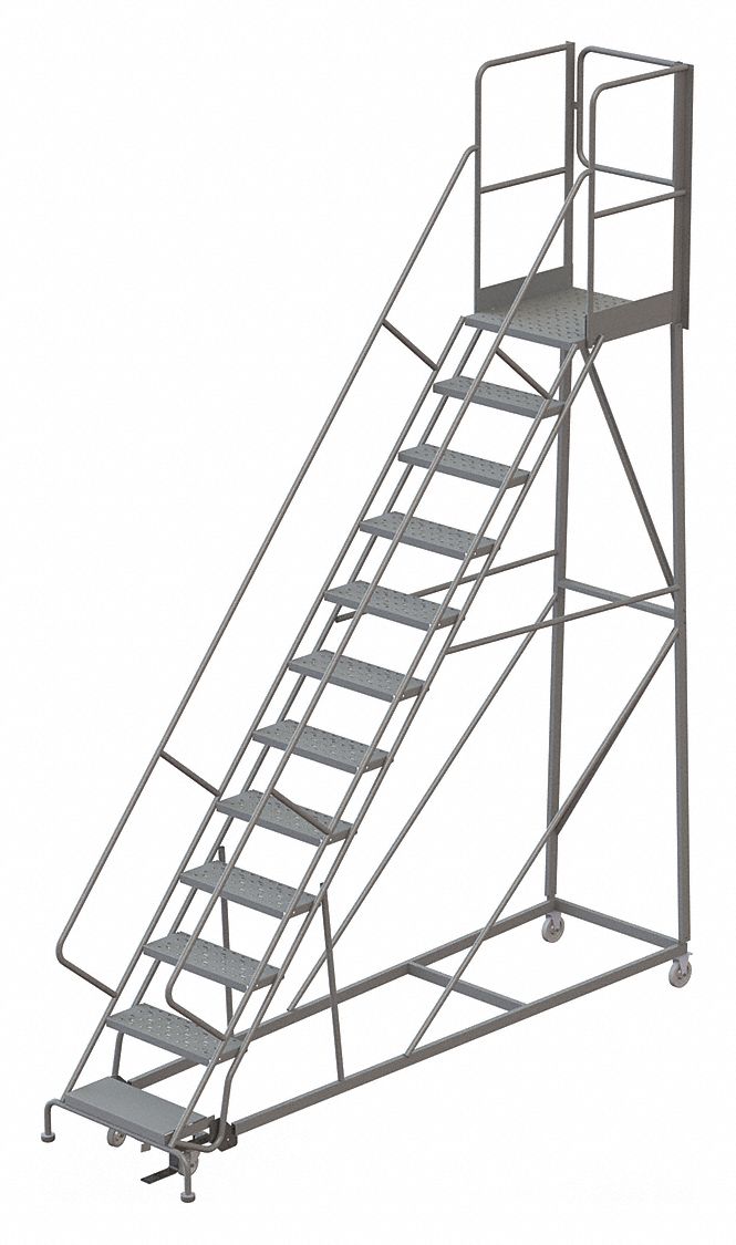 TRI-ARC 12-Step Rolling Ladder, Perforated Step Tread, 162 in Overall ...