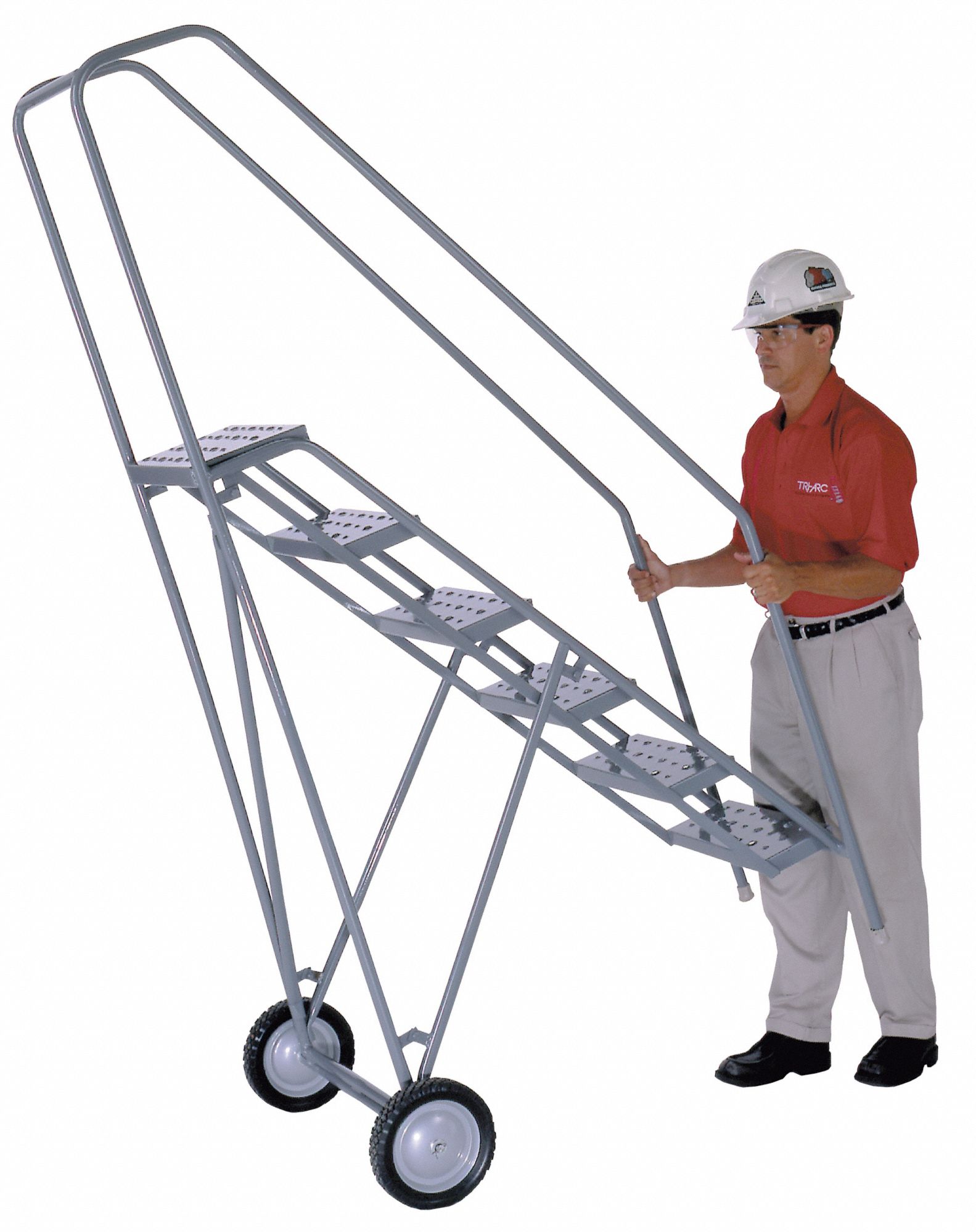 TRIARC Wheelbarrow Ladder 60 in Platform Ht, 14 in Platform Dp, 16 in