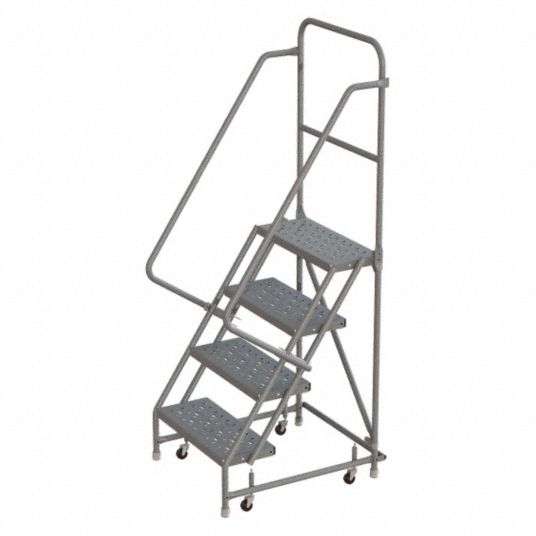 collegegeld Preek Ondenkbaar TRI-ARC 4-Step Rolling Ladder, Perforated Step Tread, 76 in Overall Height,  450 lb Load Capacity - 45FG19|WLSR104166 - Grainger