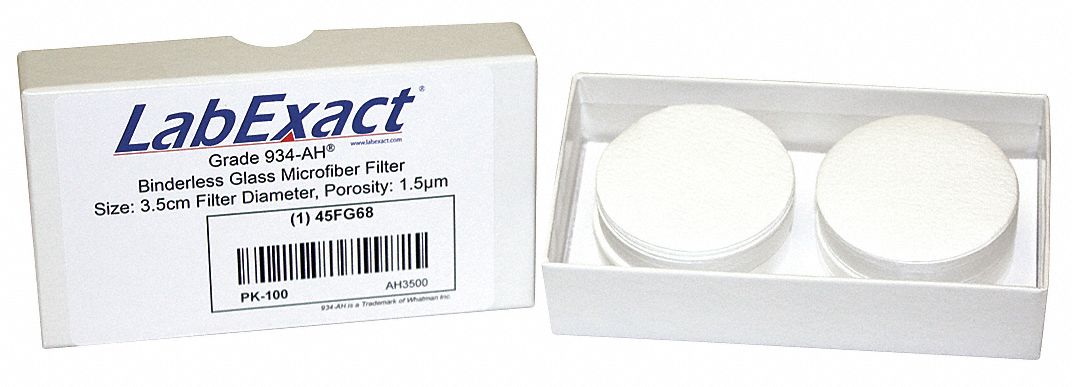 Glass Microfiber Filter: 934-AH, 3.5 cm Dia, 0.43 mm Thick, 1.5 um Pore Size