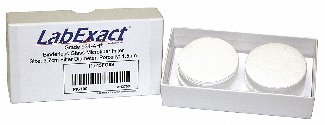 Glass Microfiber Filter: 934-AH, 3.7 cm Dia, 0.43 mm Thick, 1.5 um Pore Size