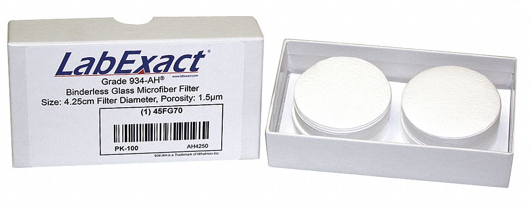 Glass Microfiber Filter: 934-AH, 4.25 cm Dia, 0.43 mm Thick, 1.5 um Pore Size
