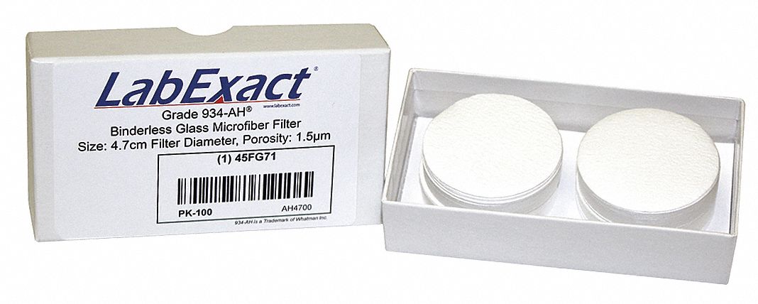 Glass Microfiber Filter: 934-AH, 4.7 cm Dia, 0.43 mm Thick, 1.5 um Pore Size
