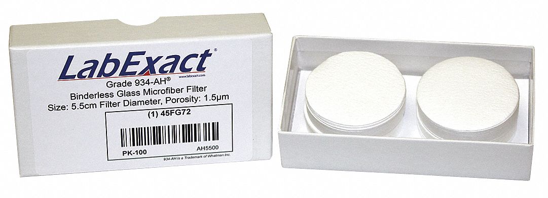 Glass Microfiber Filter: 934-AH, 5.5 cm Dia, 0.43 mm Thick, 1.5 um Pore Size