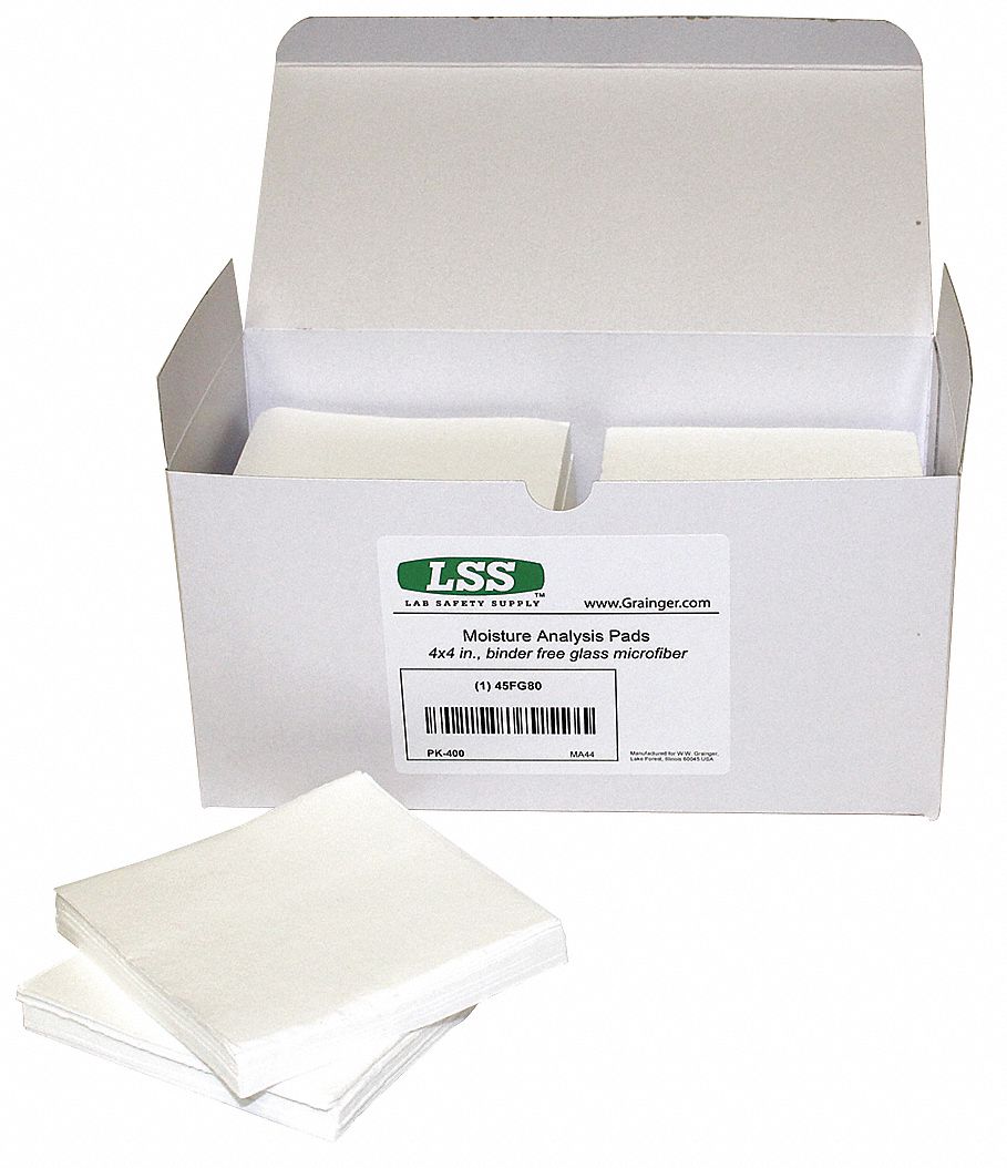 Moisture Analyzer Pad: 4 in Overall Lg, 4 in Overall Wd, 1/64 in Overall Ht, 400 PK