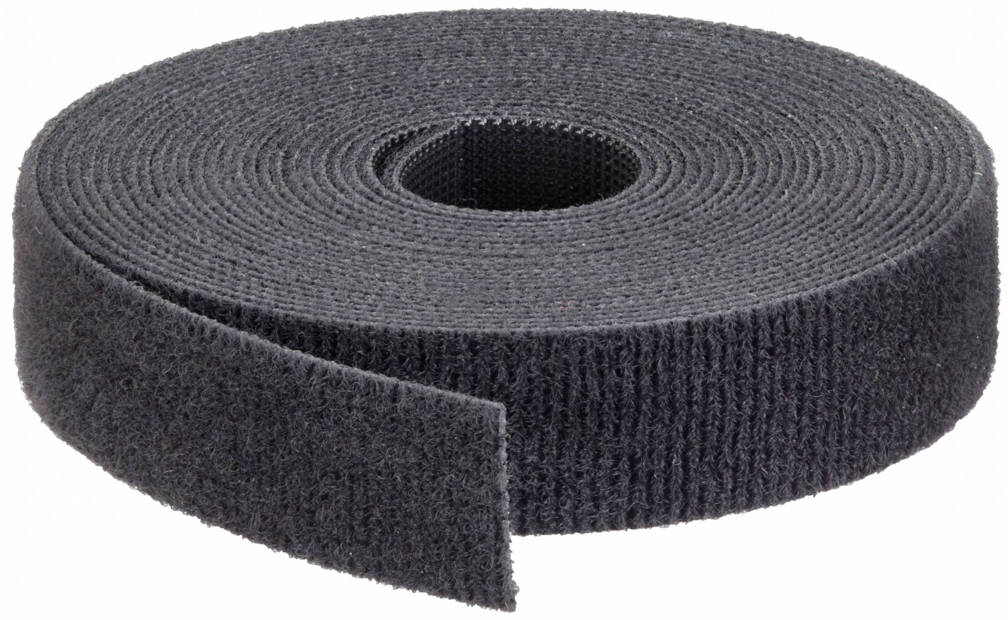 HOOK-AND-LOOP CABLE TIE ROLL, 15 FT L, 0.75 IN W, 50 LB TENSILE STRENGTH, BLACK