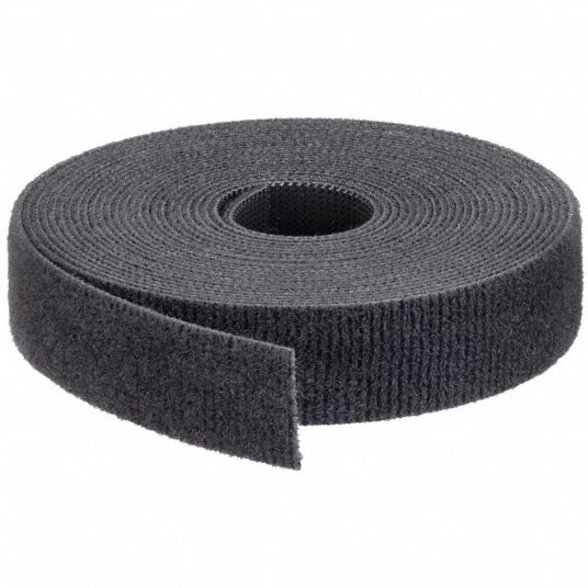 RIP-TIE Hook-and-Loop Cable Tie Roll: 15 ft Lg, 0.75 in Wd, 50 lb Tensile  Strength, Black