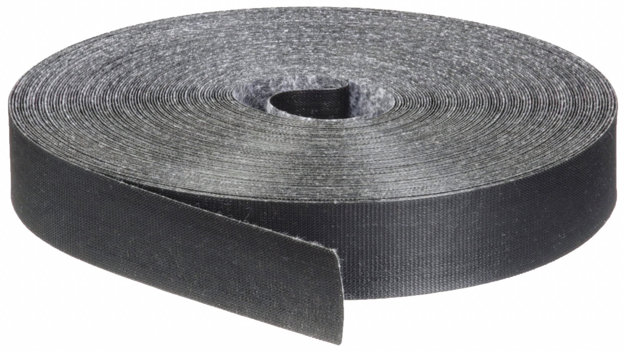 HOOK-AND-LOOP CABLE TIE ROLL, 75 FTX0.5 IN, 18 LB TENSILE STRENGTH, BLACK, POLYESTER