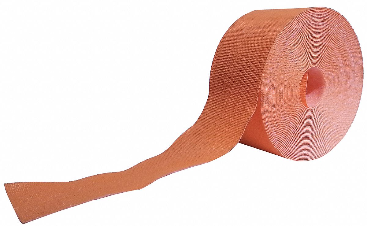 Hook-and-Loop Cable Tie Roll: 75 ft Lg, 2 in Wd, 70 lb Tensile Strength, Orange, Polyester