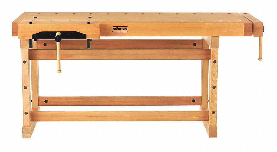 Workbench: Fixed Ht, Birch, 76 in x 29 in, 500 lb Overall Load Capacity, Tan