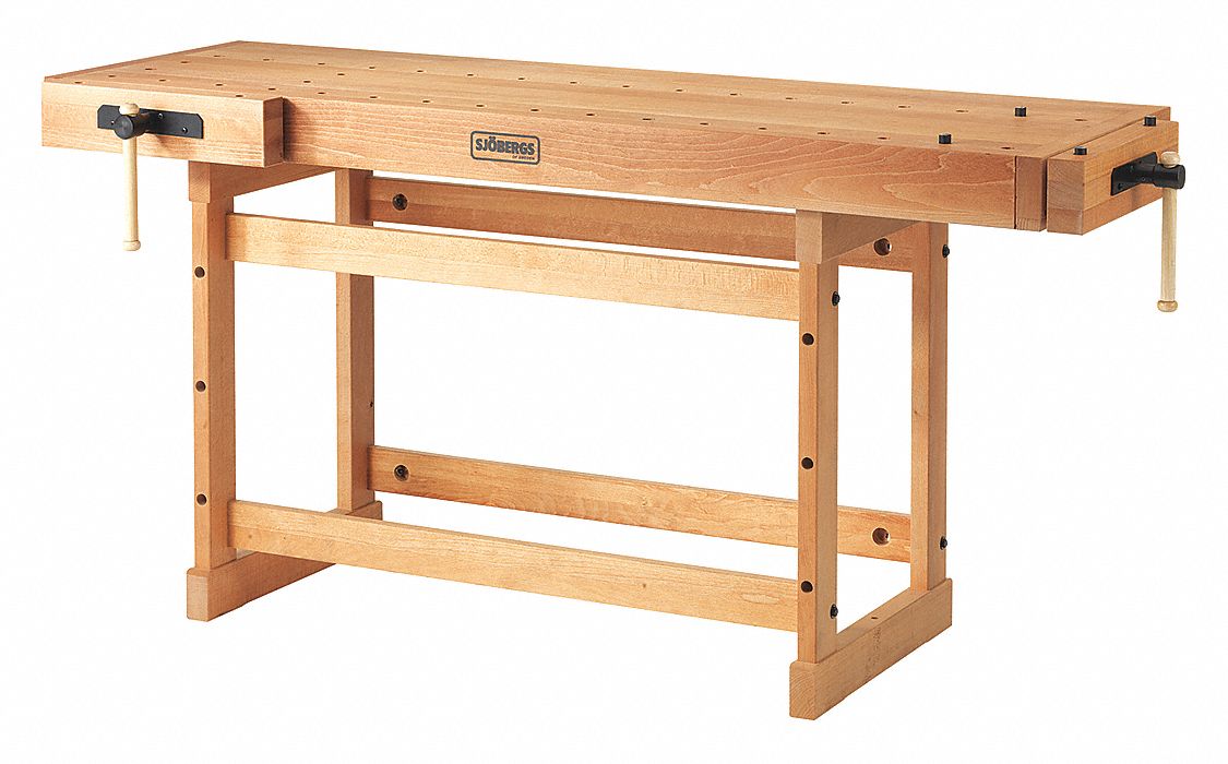 Workbench: Fixed Ht, Birch, 73 in x 27 in, 350 lb Overall Load Capacity, Tan
