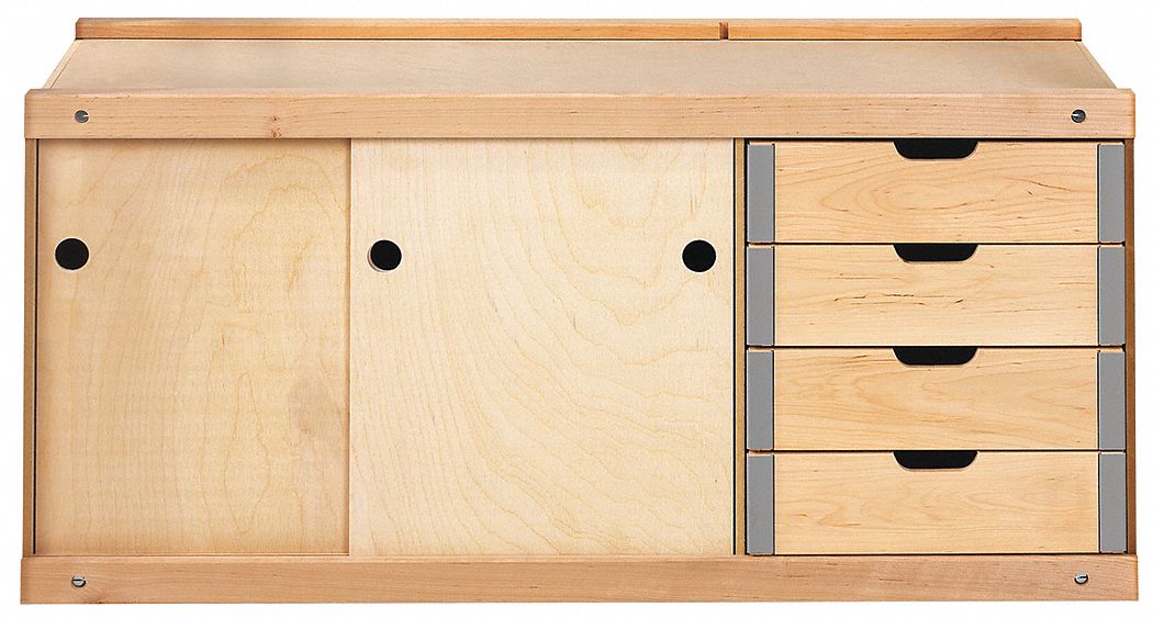 Storage Cabinet: Rectangular, 17 in Ht, 18 in Wd, 38 in Dp, Beige