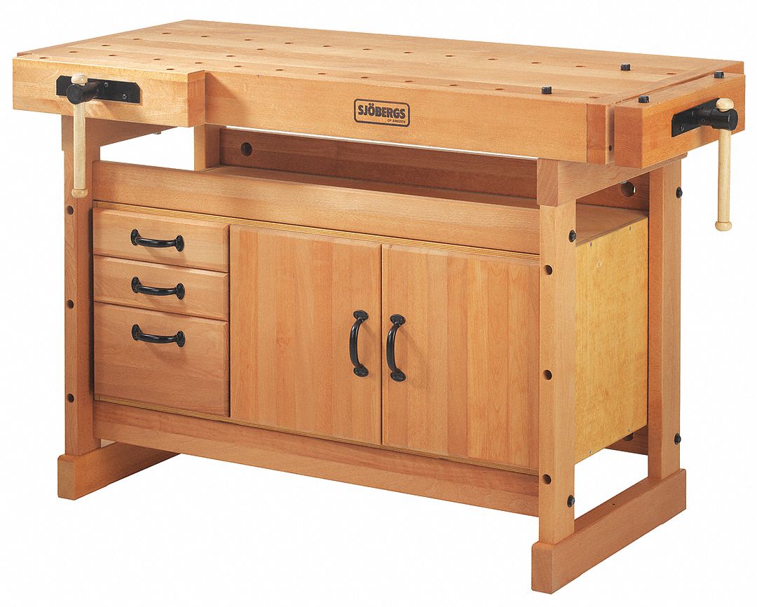Workbench: 350 lb Load Capacity, 57 in Wd, 27 in Dp, 35 in Ht, Birch, Workbench