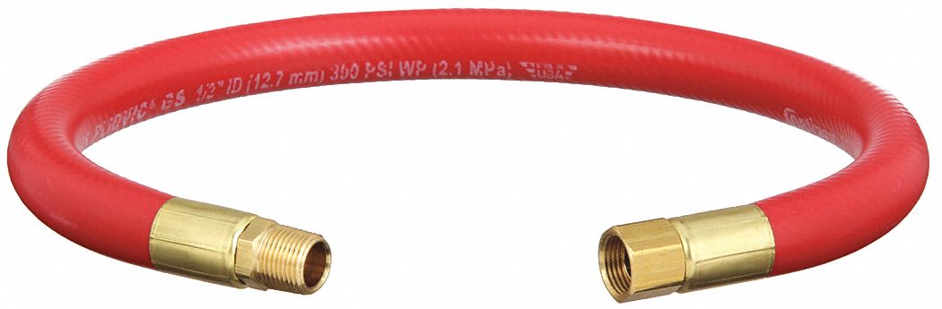 SNUBBER HOSE, ½ IN HOSE ID, 24 IN HOSE LENGTH, RED, BRASS X BRASS, FNPSM X MNPT