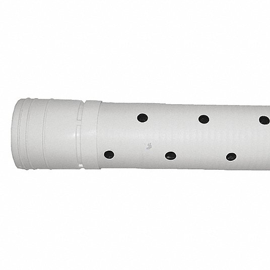 Drainage Pipe: HDPE, 4 in Nominal Pipe Size, 10 ft Overall Lg, Triple, 2-Hole Perforated