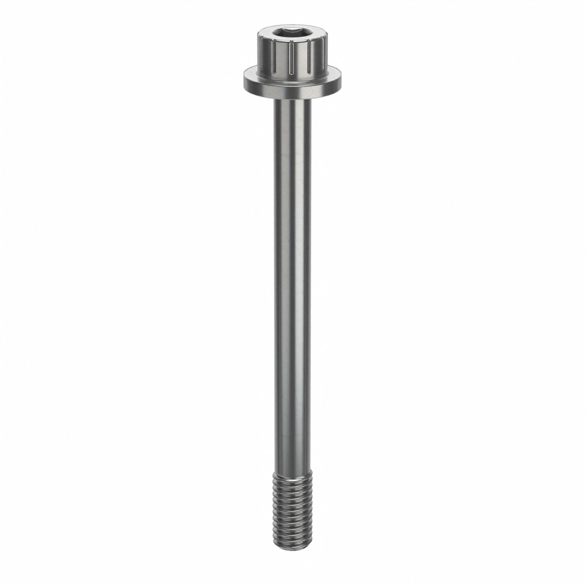 Socket Head Cap Screw: #10-32 Thread Size, 2 1/4 in Lg, Flanged Std, Plain, Stainless Steel, 630