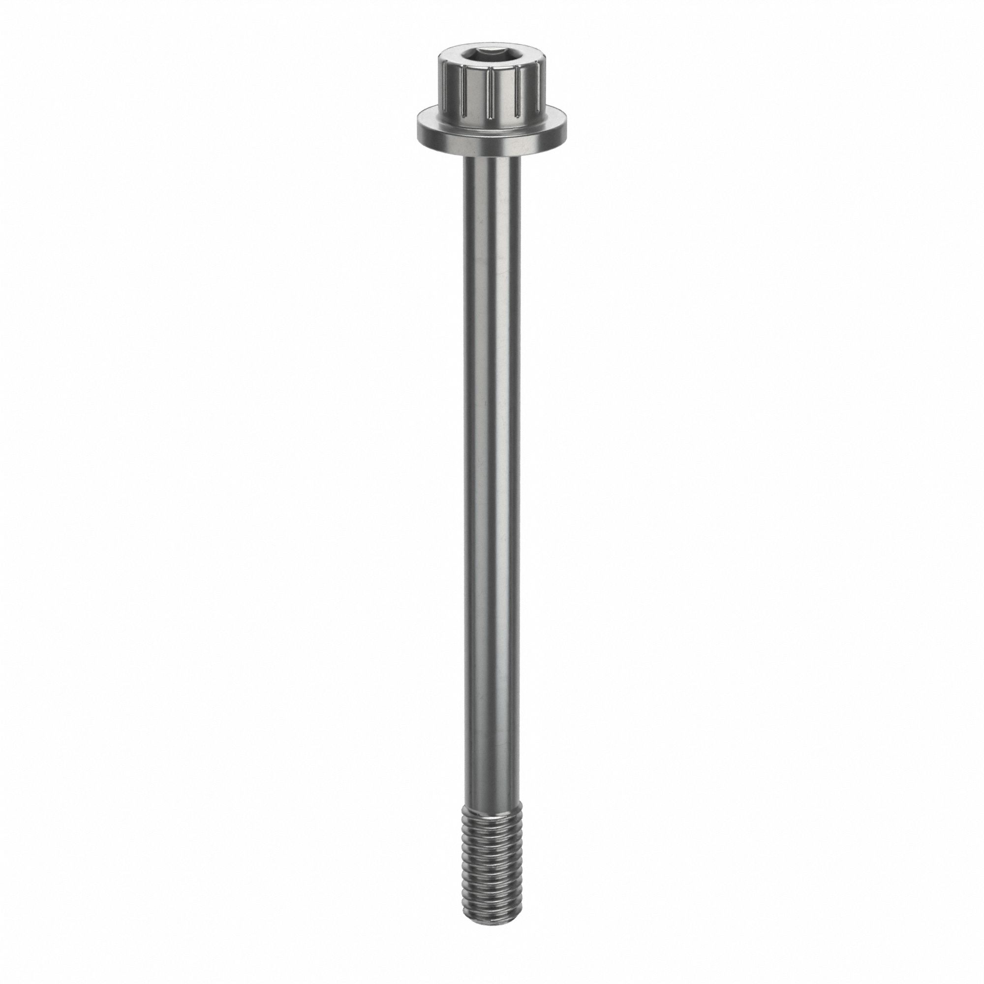 Socket Head Cap Screw: #10-32 Thread Size, 2 1/2 in Lg, Flanged Std, Plain, Stainless Steel, 630