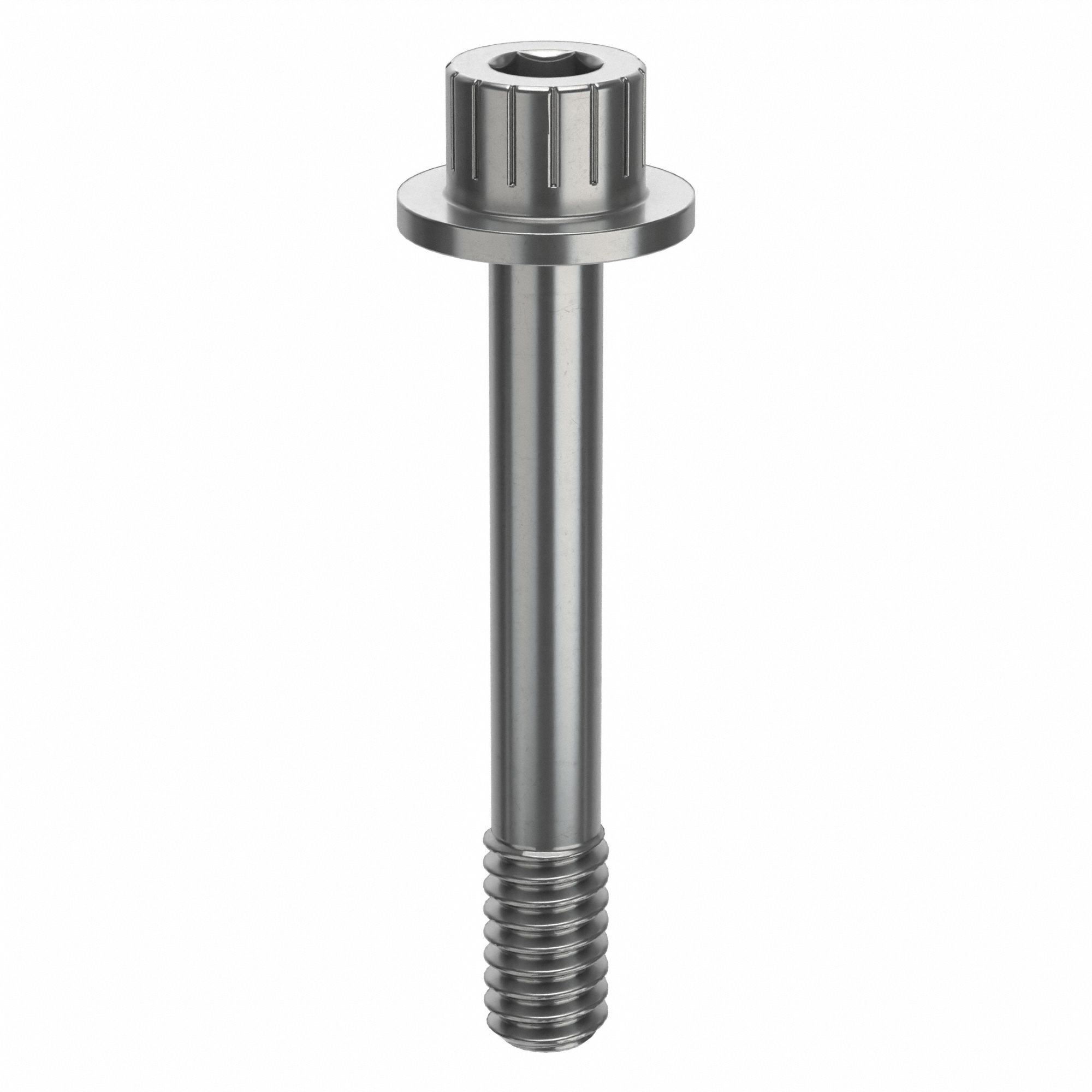 Socket Head Cap Screw: 1/4"-20 Thread Size, 1 11/16 in Lg, Flanged Std, Plain, Stainless Steel, 18-8