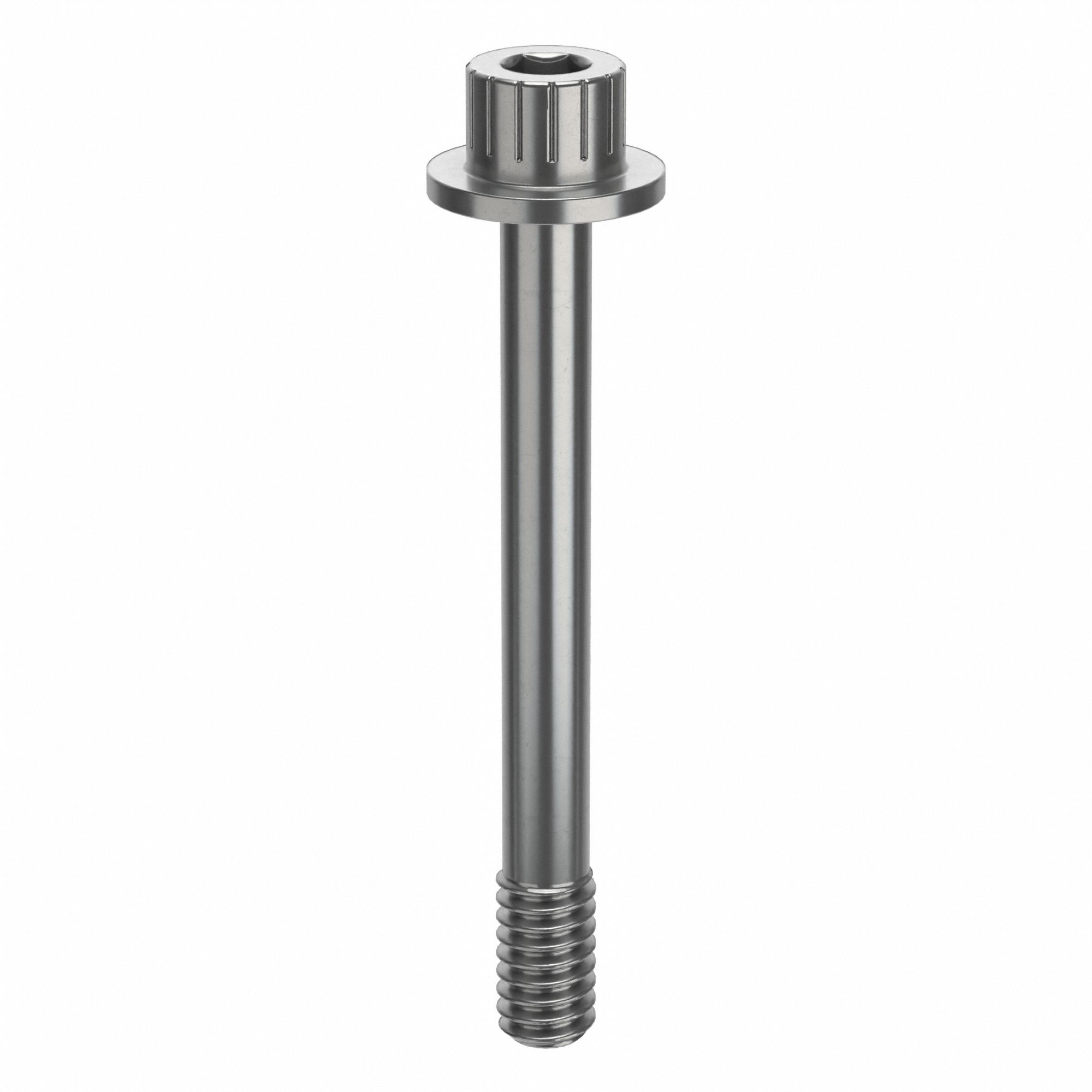 Socket Head Cap Screw: 1/4"-20 Thread Size, 2 3/16 in Lg, Flanged Std, Plain, Stainless Steel, 18-8